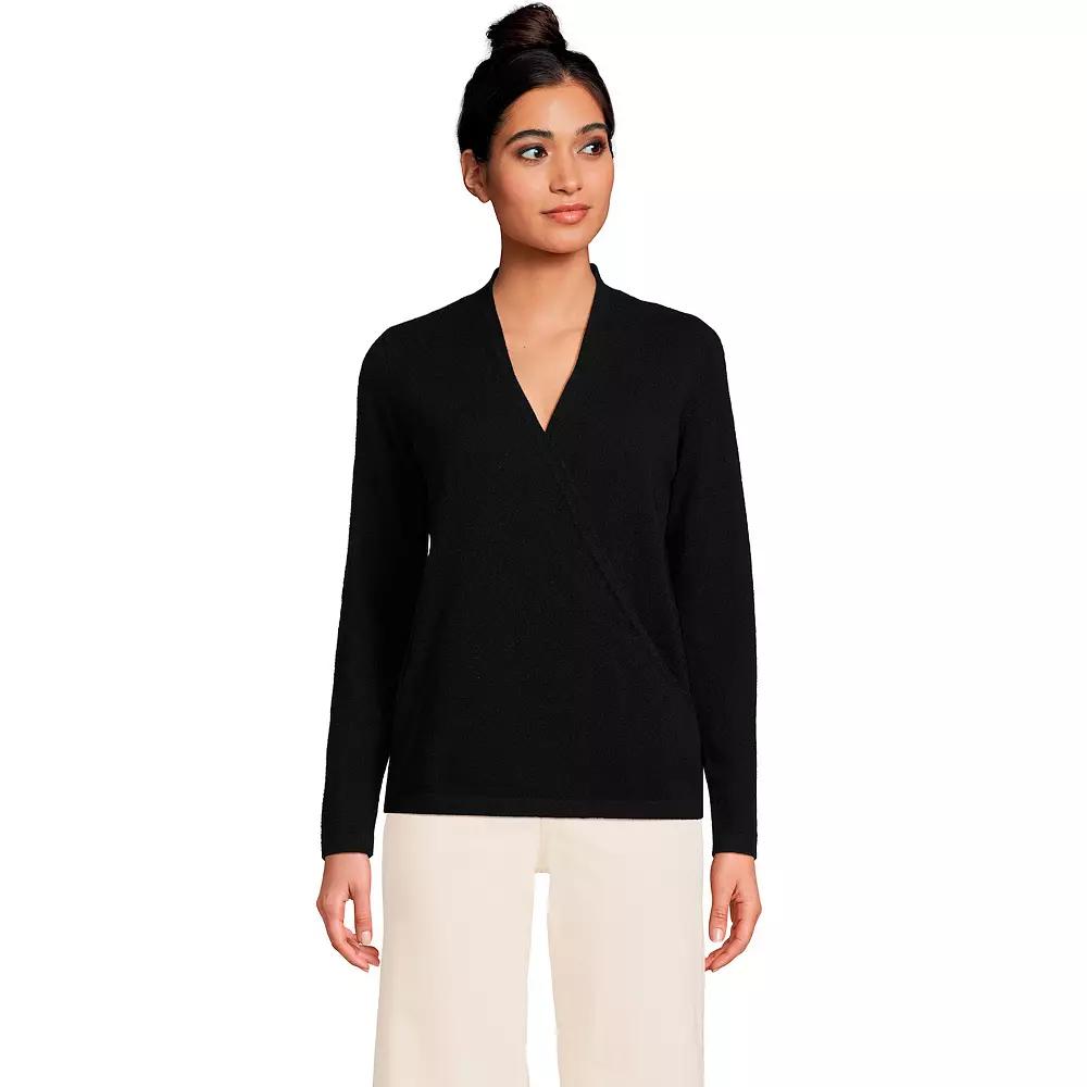 Women's Lands' End Cashmere Long Sleeve Wrap Sweater,  Product Image