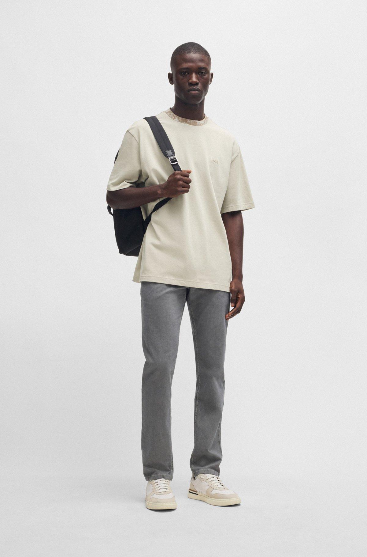 Cotton-jersey T-shirt with jungle-artwork collar Product Image