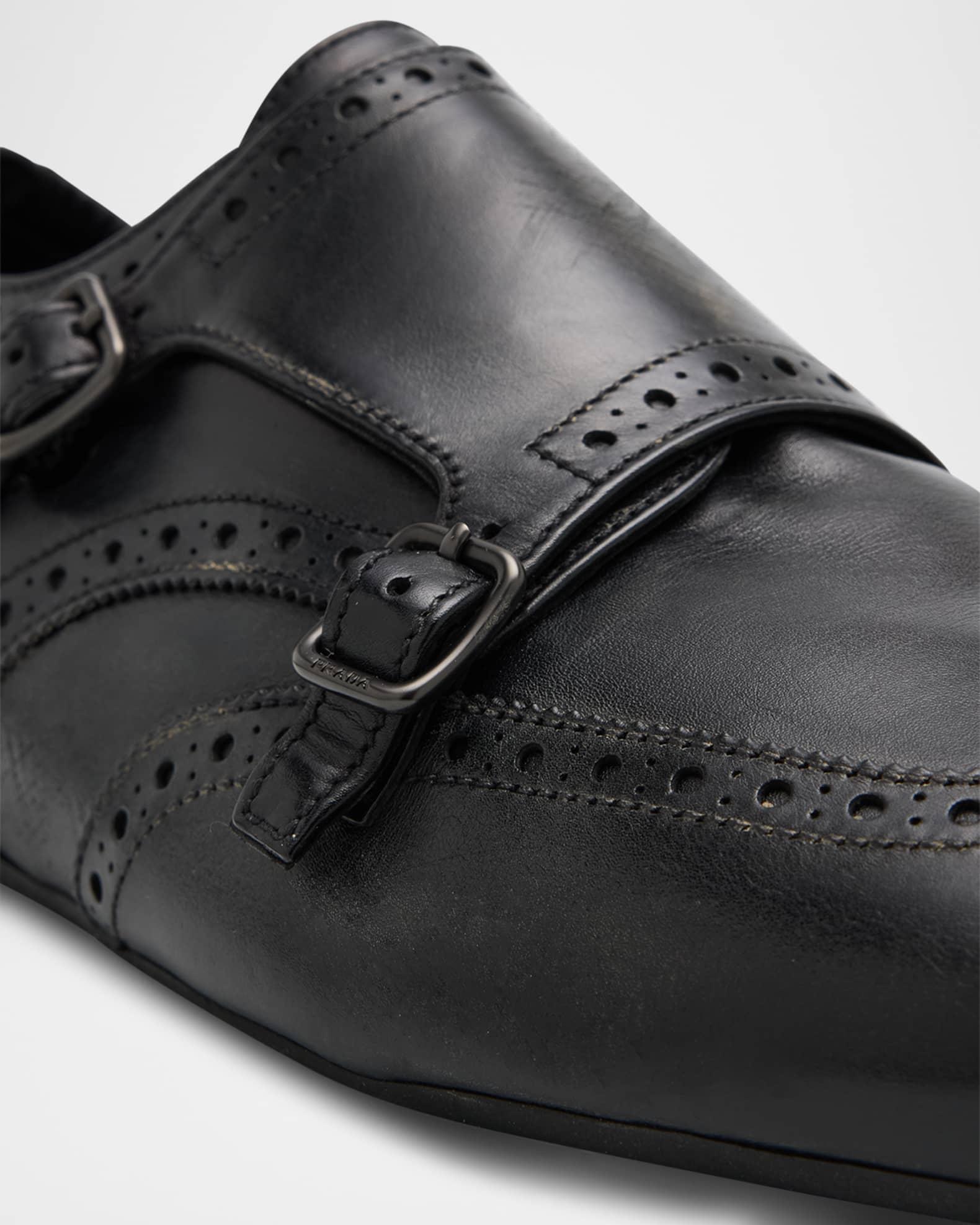 Men's Shuffle Brogue Leather Double-Monk Slip-On Product Image
