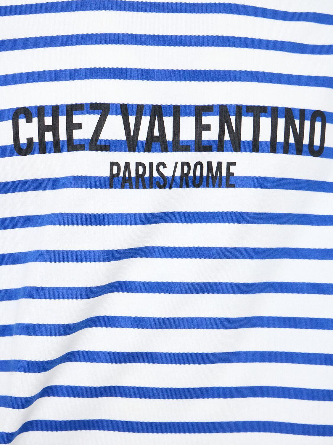 VALENTINO Garavani Men Embroidered Cotton T-shirt In Stripped Product Image