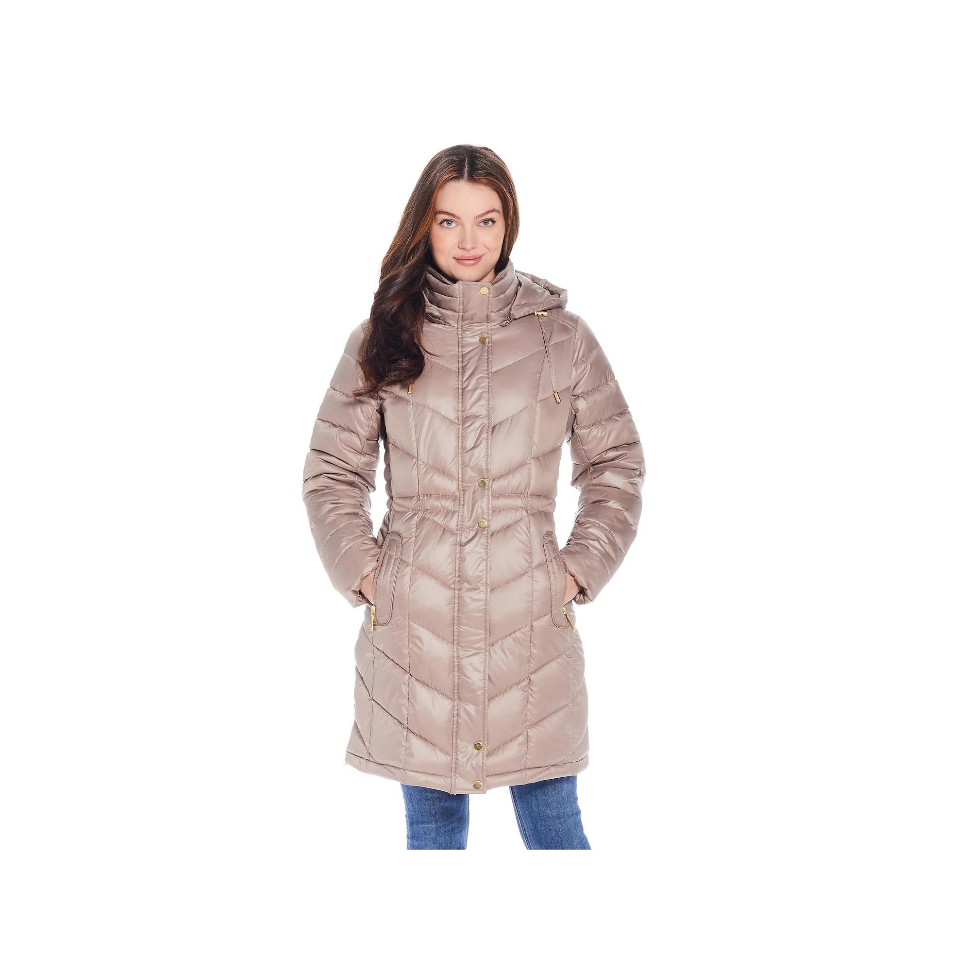 Women's Weathercast Hooded Heavyweight Puffer Coat, Size: XL, Brown Product Image