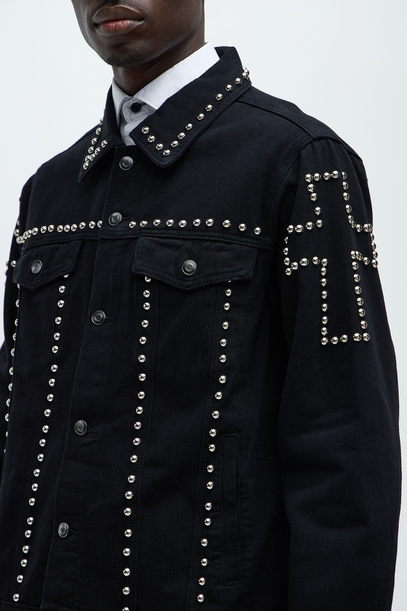 Rider Studded Trucker Jacket - Black Product Image