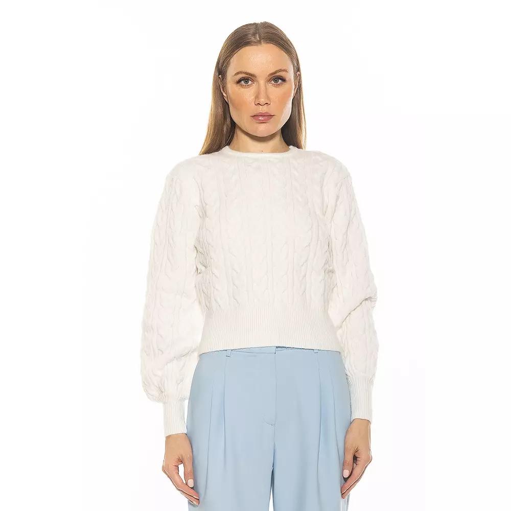 Women's ALEXIA ADMOR Berli Crewneck Bubble Sleeve Cable Knit Sweater,  Product Image