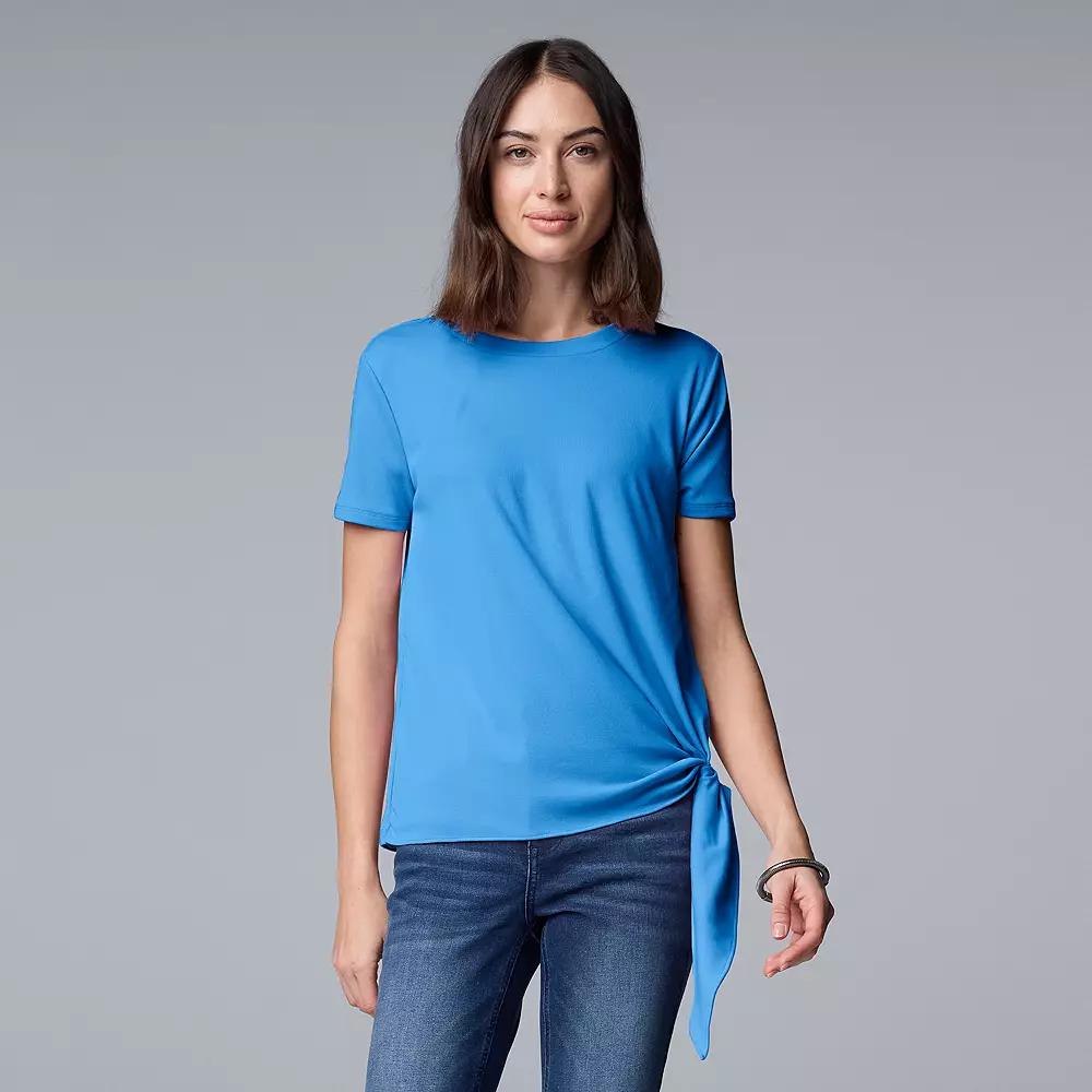 Simply Vera Vera Wang Side-Tie Mixed Media Top, Women's,  Product Image