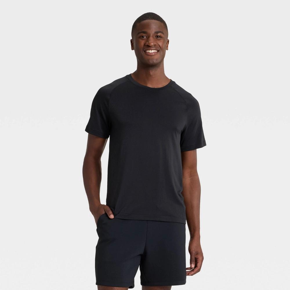 Men's Short Sleeve Seamless T-Shirt - All In Motion™ Black M Product Image
