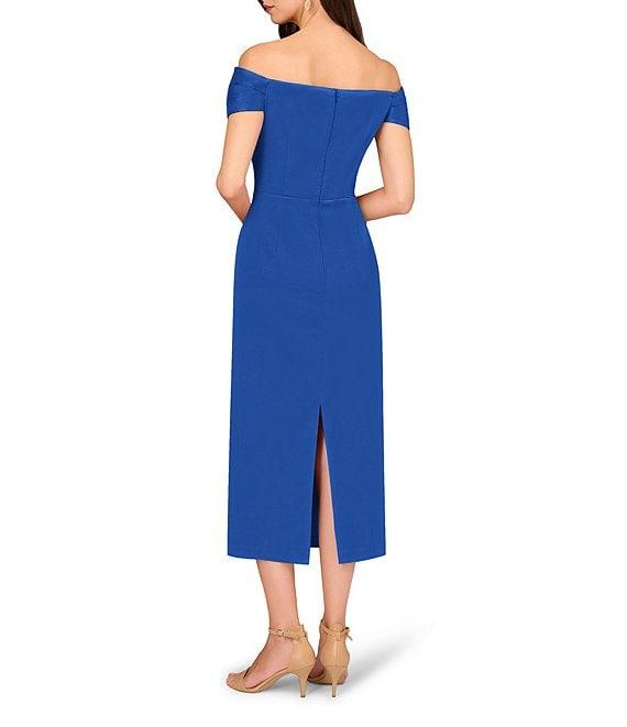 Aidan Mattox Stretch Mikado Off the Shoulder Short Sleeve Midi Dress Product Image