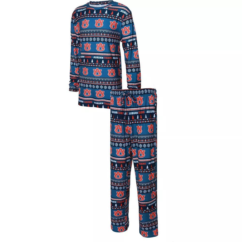 Men's Concepts Sport Navy Auburn Tigers Ugly Sweater Knit Long Sleeve Top and Pant Set,  Product Image