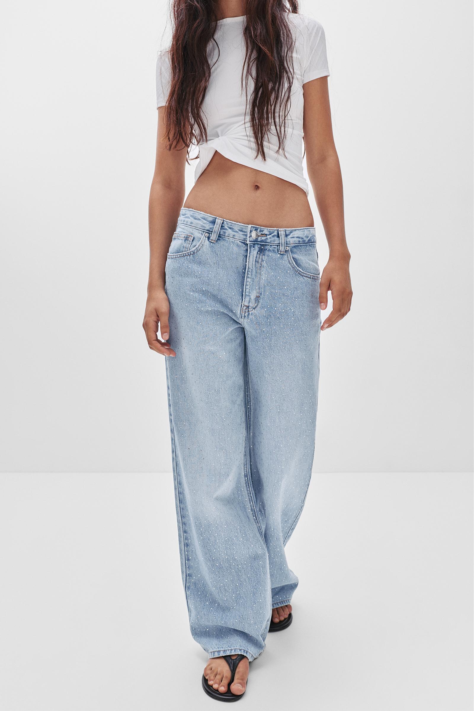 Straight-leg shimmery baggy jeans Product Image