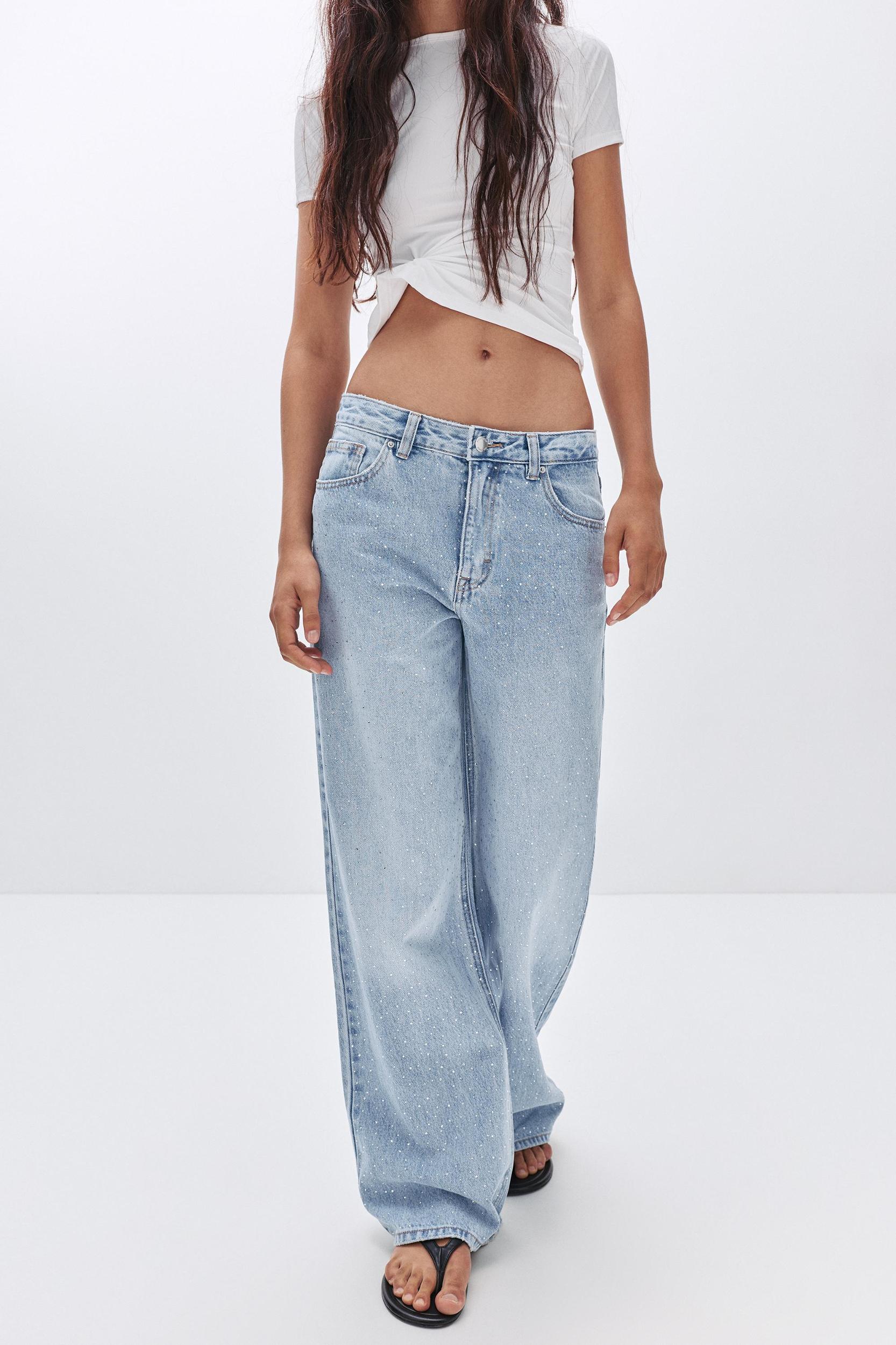Straight-leg shimmery baggy jeans Product Image