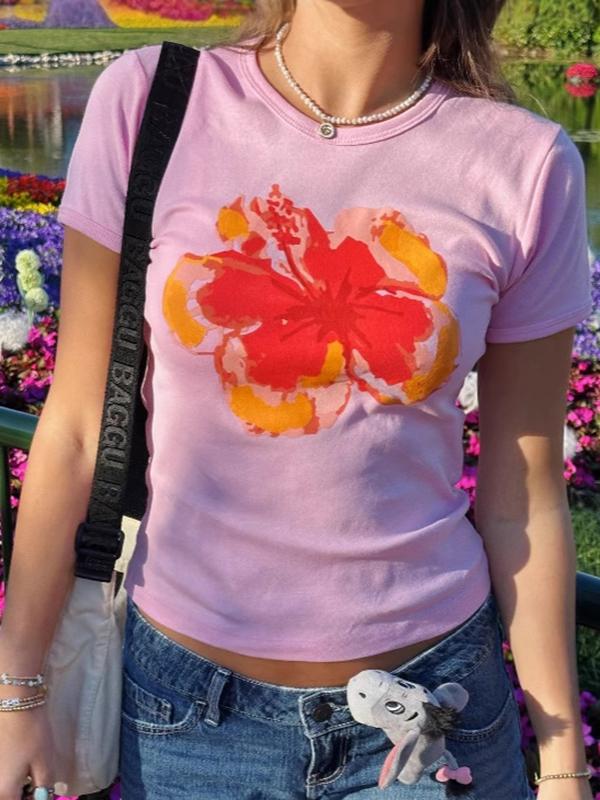 Floral Print Short Sleeve Tee Product Image