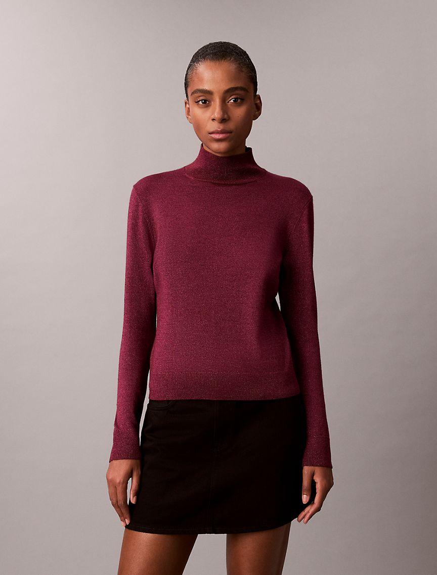 Lurex Merino Wool Blend Mock Neck Sweater Product Image