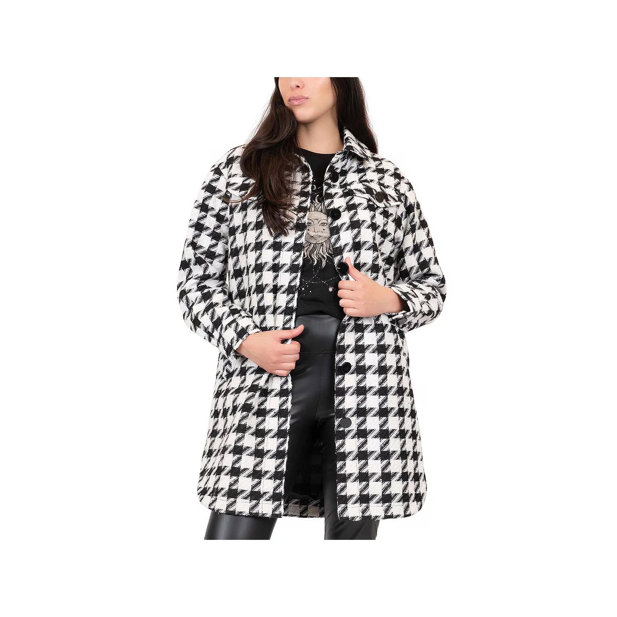 Juniors Coffee Shop Oversized Faux Wool Shacket, Womens Product Image