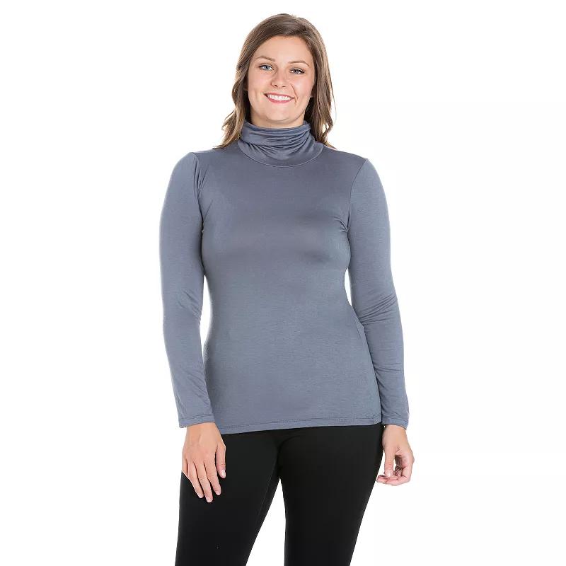 Plus Size 24Seven Comfort Apparel Classic Long Sleeve Turtleneck, Women's, Size: 1XL, Grey Product Image