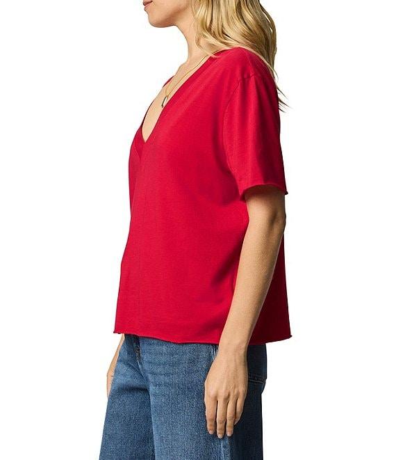 Splendid Kacey Knit Jersey Short Sleeve V-Neck Tee Shirt Product Image