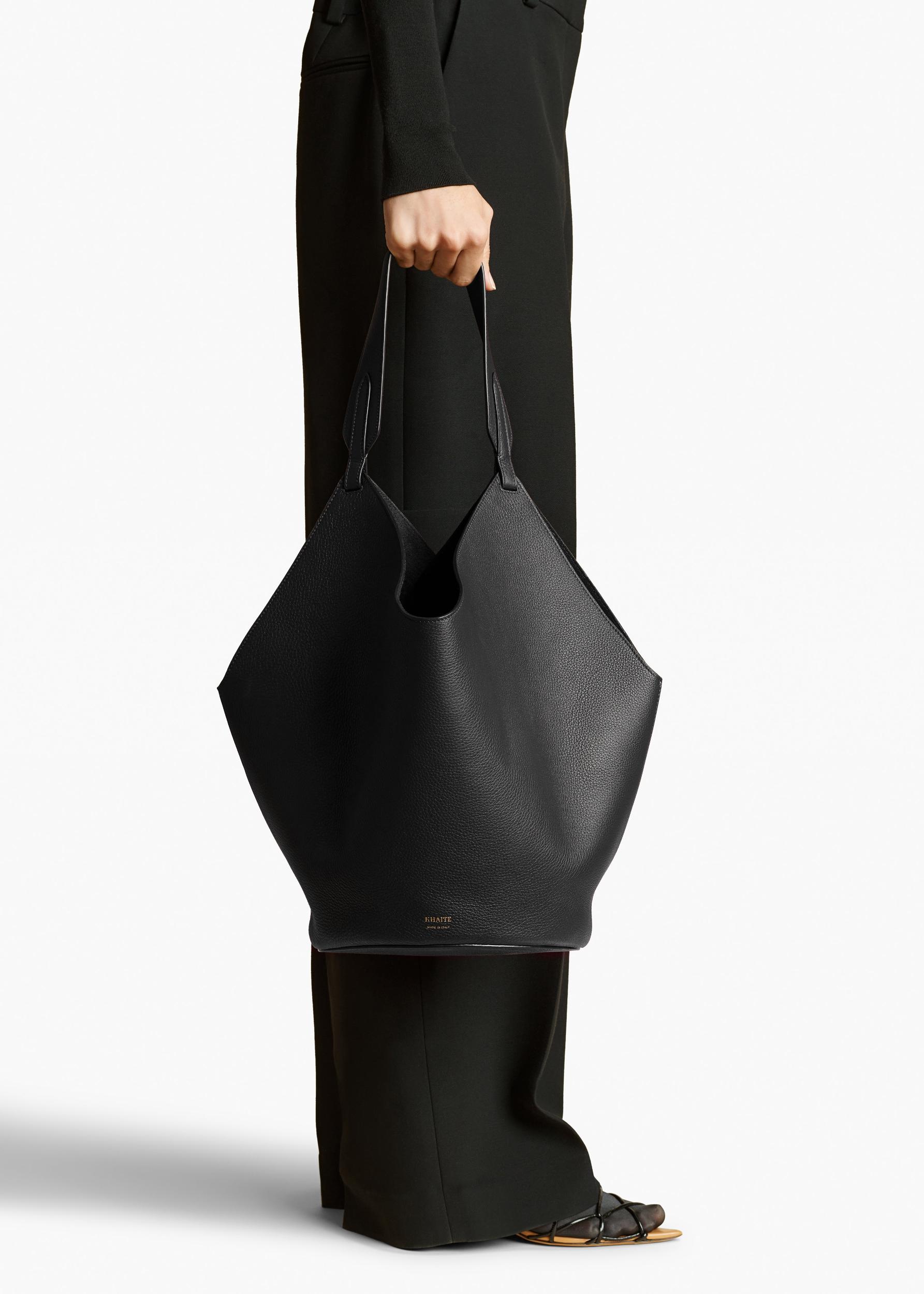 Medium Lotus Tote in Black Pebbled Leather Product Image