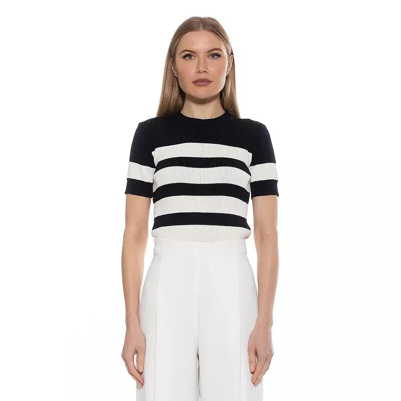 Womens ALEXIA ADMOR Pat Classic Knit Stripped Top Product Image