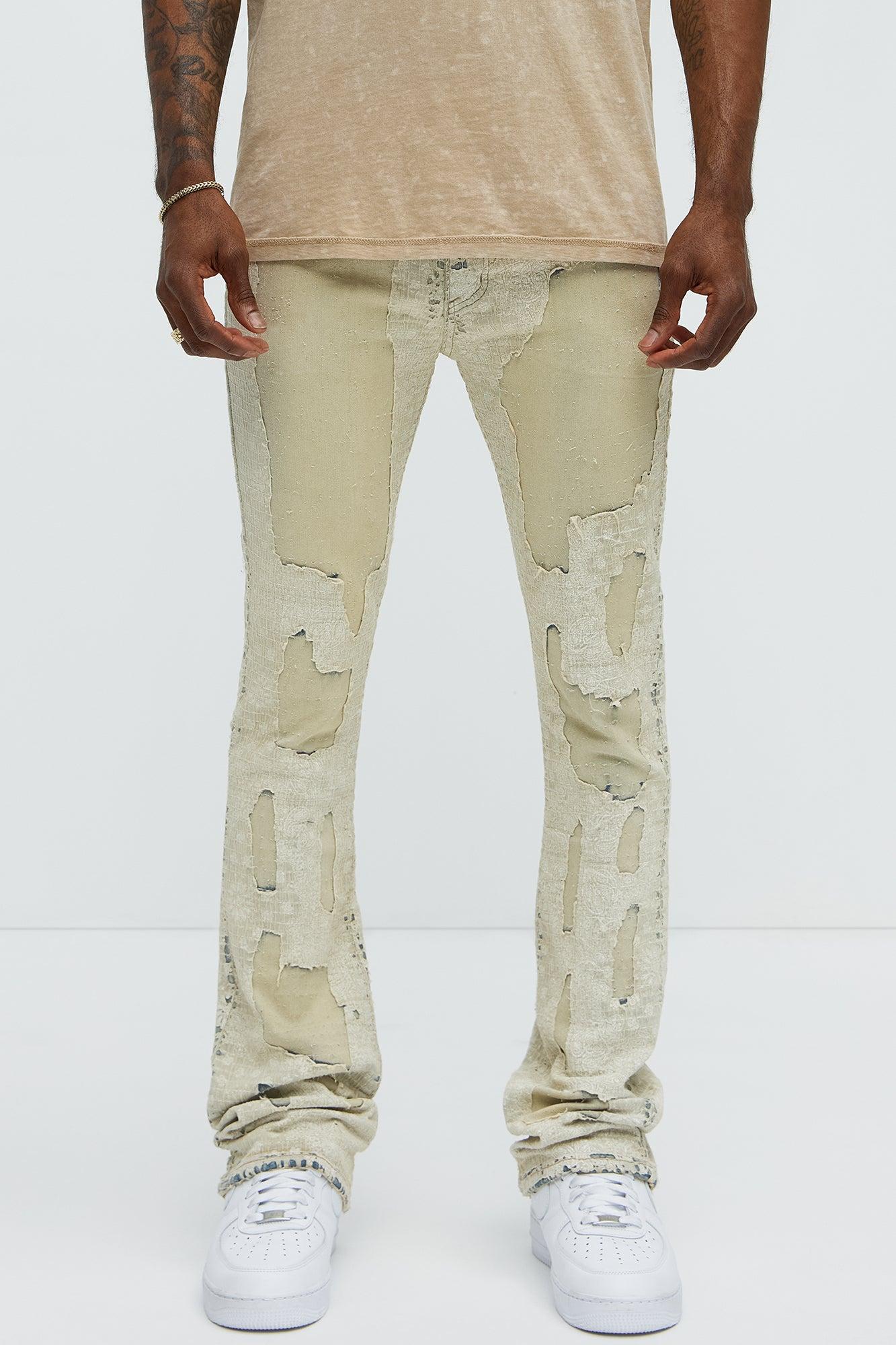 Shredded Shock Distressed Stacked Skinny Flare Jeans - Light Wash Product Image