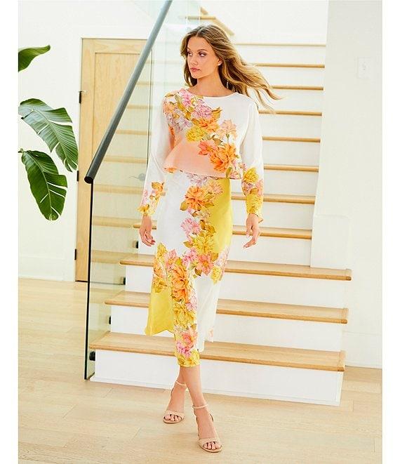 Antonio Melani Coordinating Blakely Satin Floral Midi Skirt Product Image