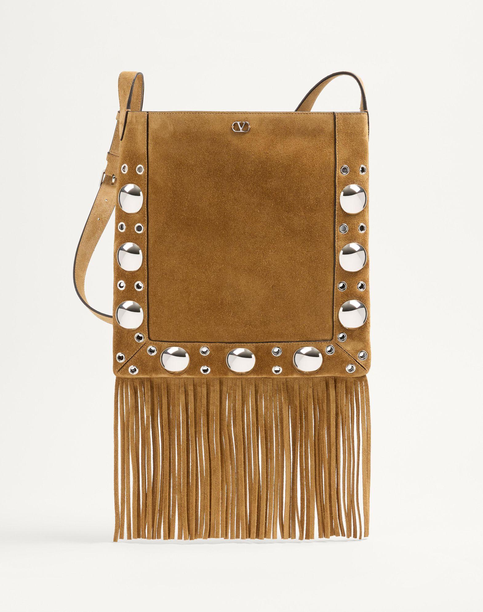 Valentino Garavani Nellcôte Suede Shoulder Bag With Fringes Product Image