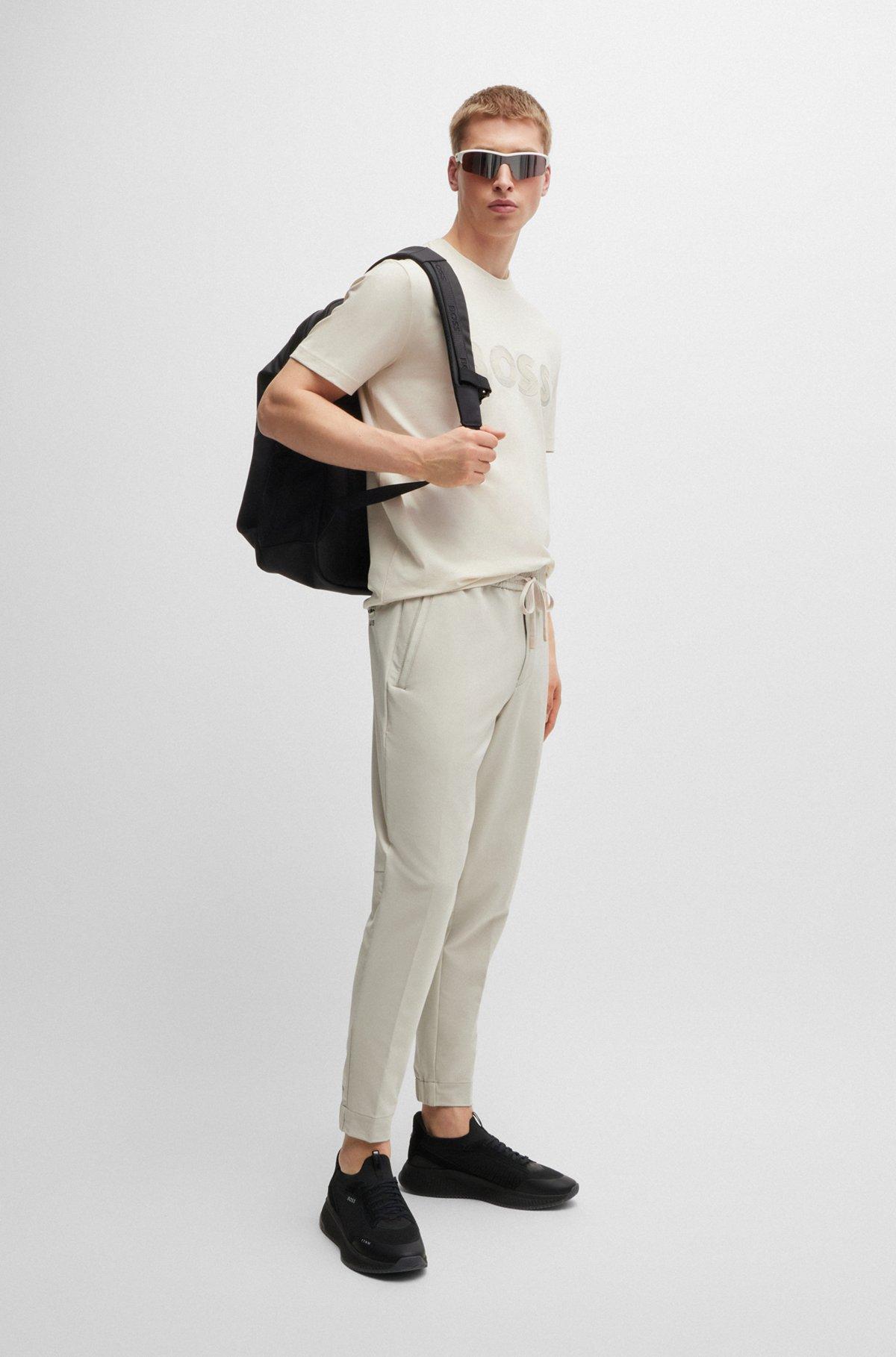 Stretch-cotton short-sleeved T-shirt with logo artwork Product Image