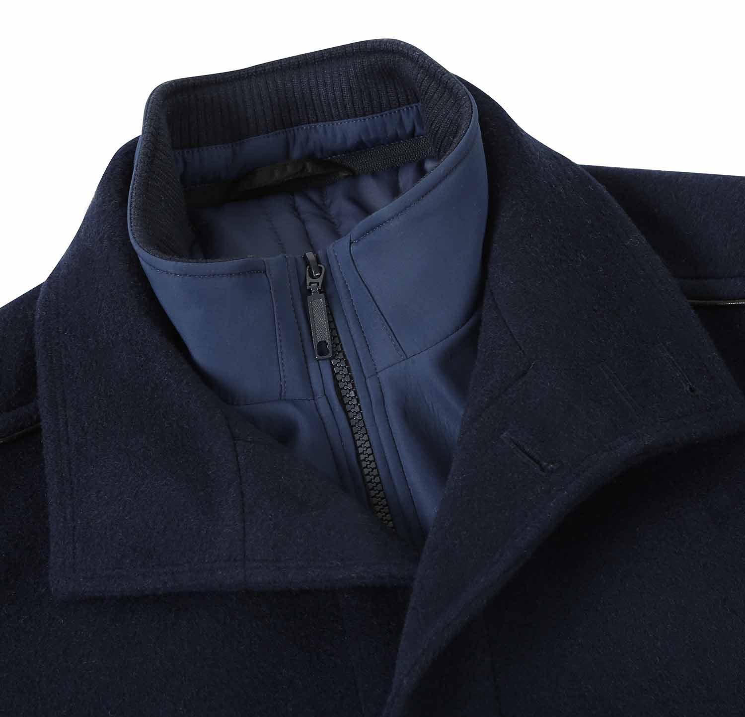 (40R) Navy Slim Fit Wool Blend Coat Product Image
