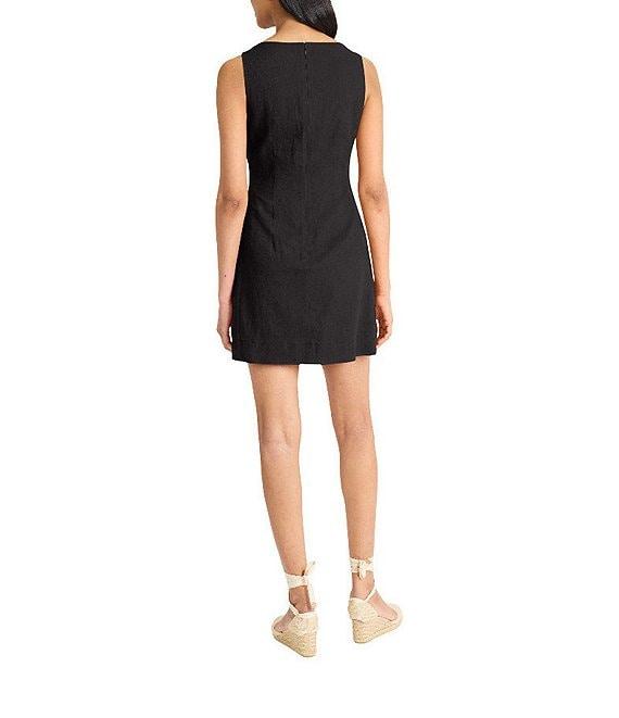 The Good Journey Solid Linen Blend Square Neck Sheath Mini Dress Product Image