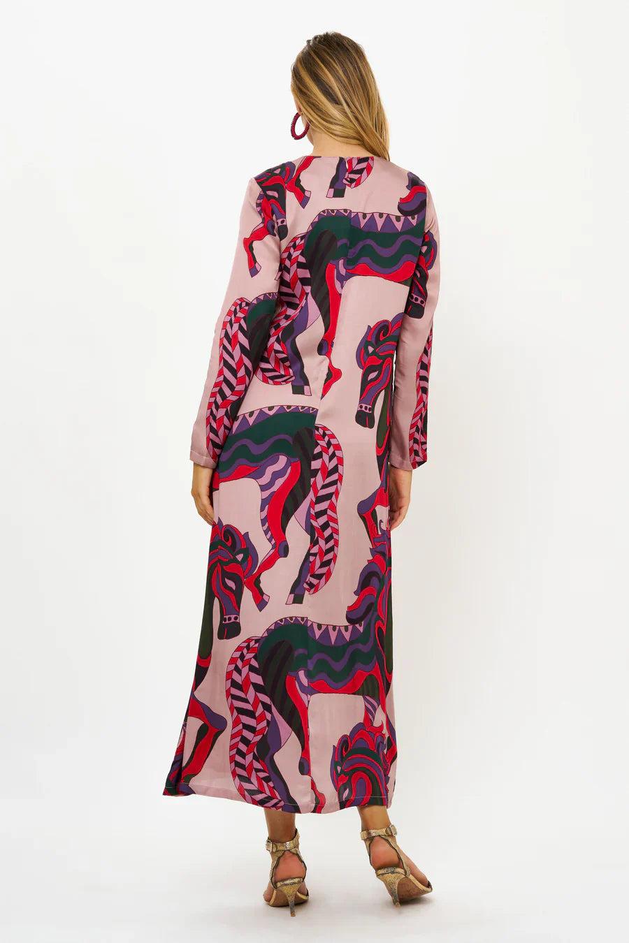 Oliphant Long Sleeve Shift Maxi-Arabia Crimson Product Image