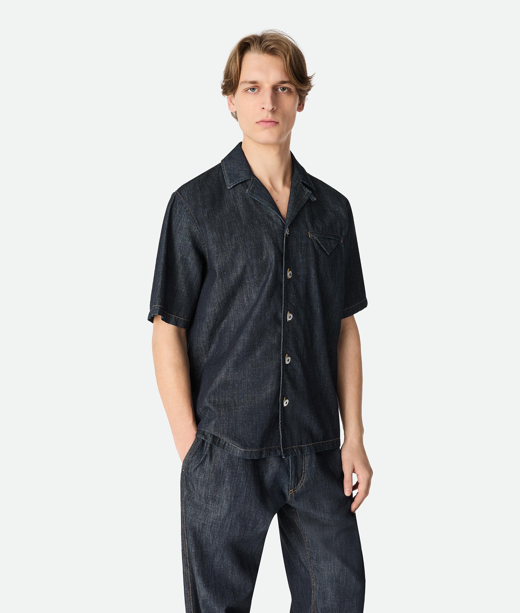 Men's Rinsed Indigo Straight Denim Shirt in Indigo Product Image