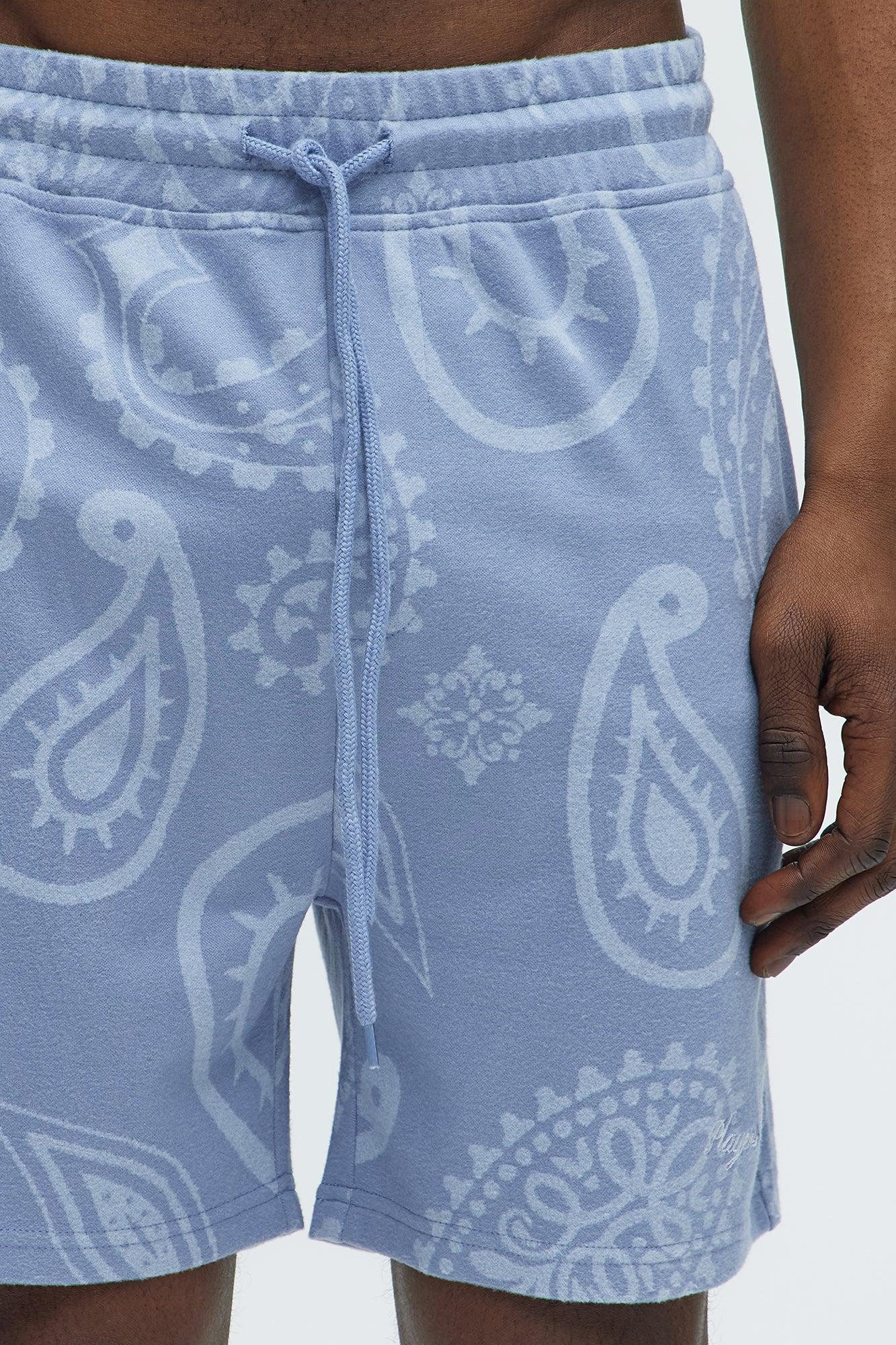 Heritage Paisley Relaxed Shorts - Light Blue Product Image