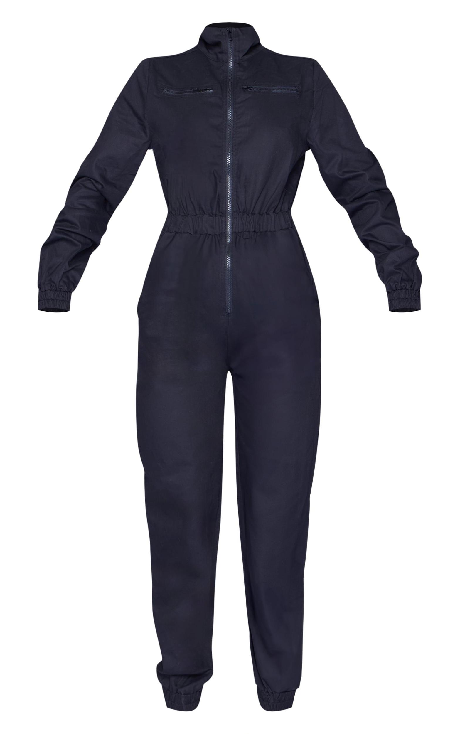 Black Boiler Contrast Zip Jumpsuit Product Image