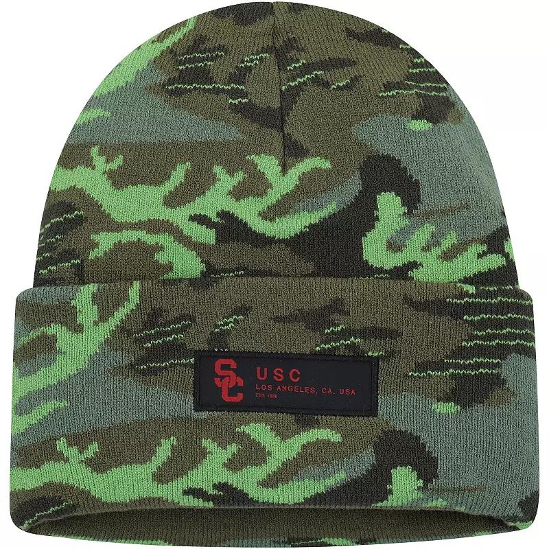 Men's Nike Camo USC Trojans Veterans Day Cuffed Knit Hat, Green Product Image