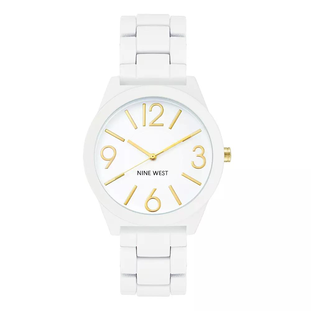 Nine West Women's White Rubberized Link Watch,  Product Image