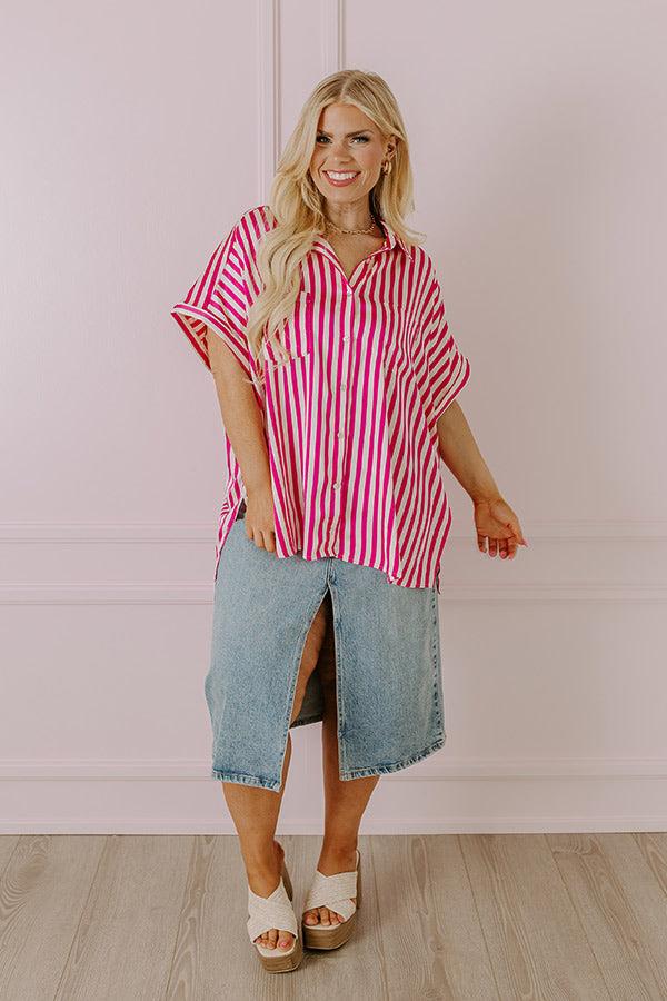 Horizon Light Satin Button Up In Fuchsia Curves Product Image