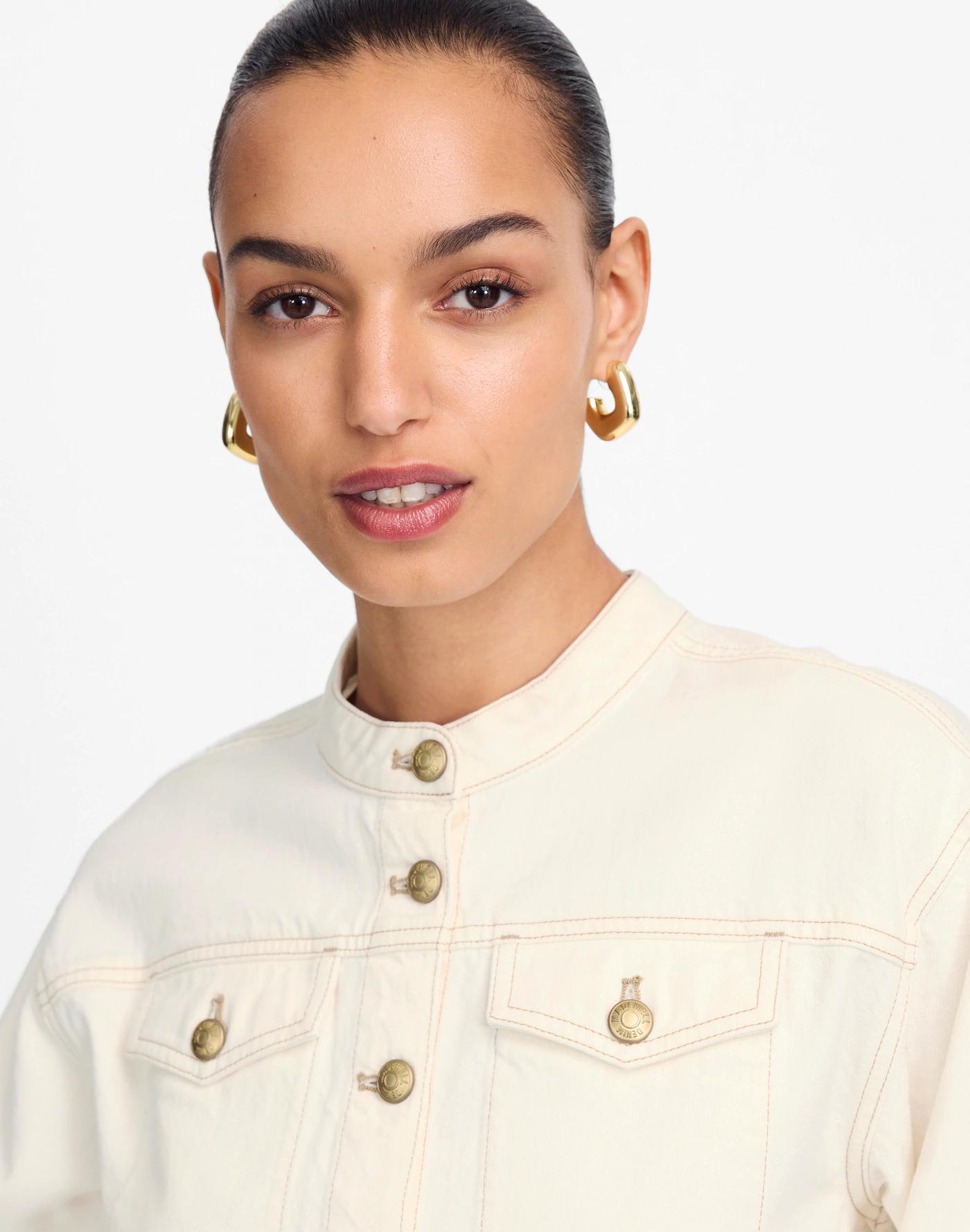 Cocoon-Sleeve Denim Lady Jacket Product Image