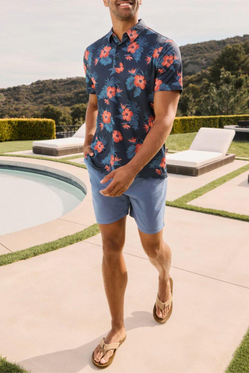 Tampa Hibiscus Print Polo Product Image