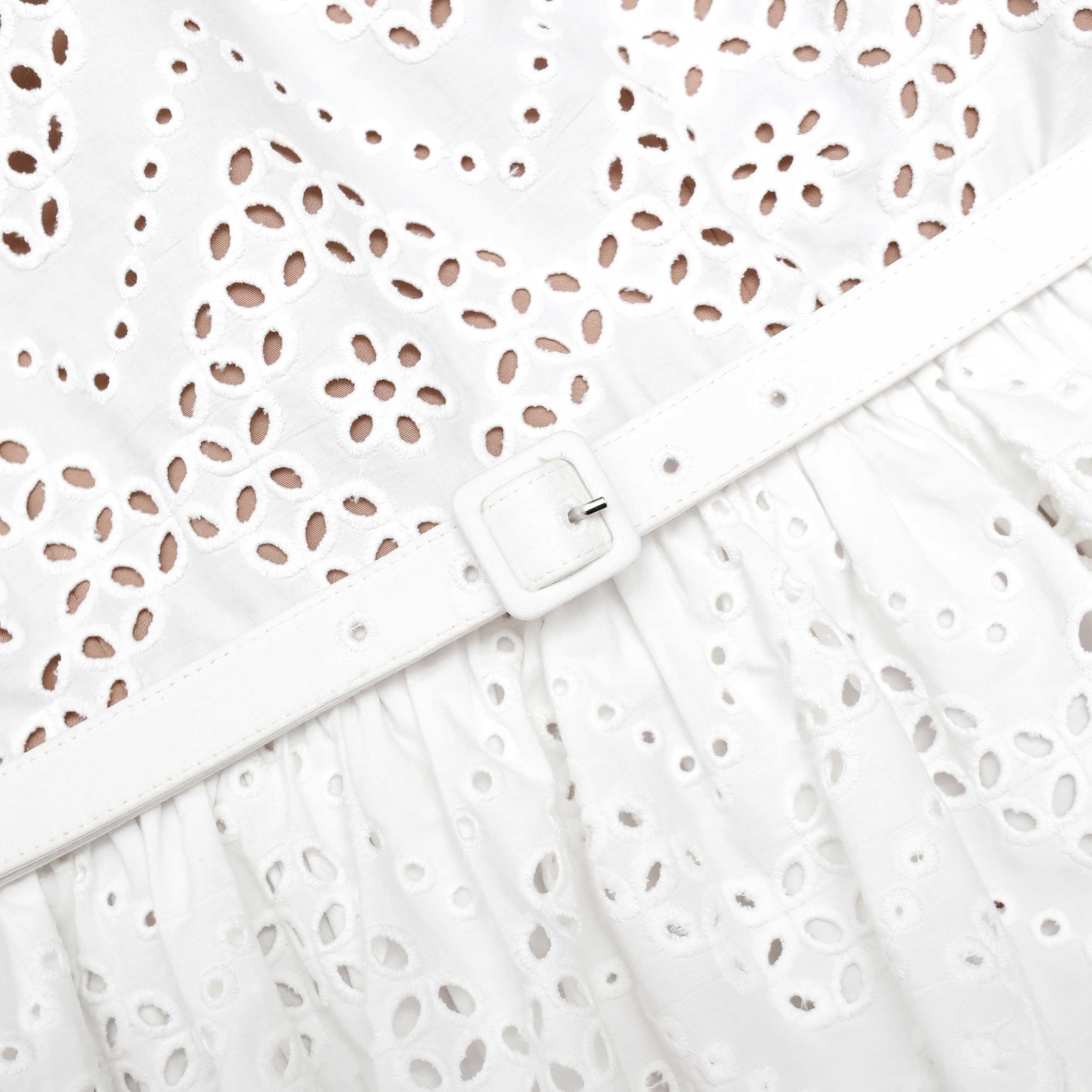 White Cotton Broderie Mini Dress Product Image