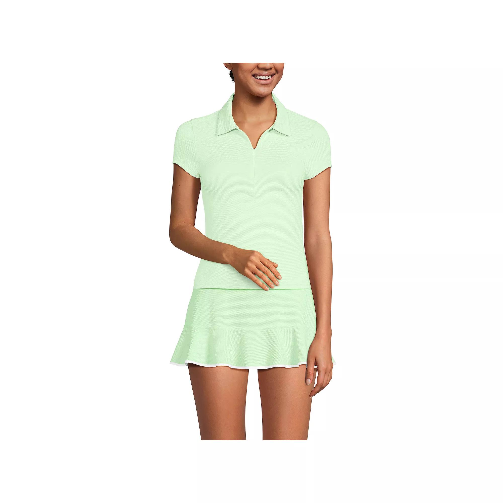 Women's Lands' End Short Sleeve Pique Johnny Collar UPF 50 Rashguard,  Product Image