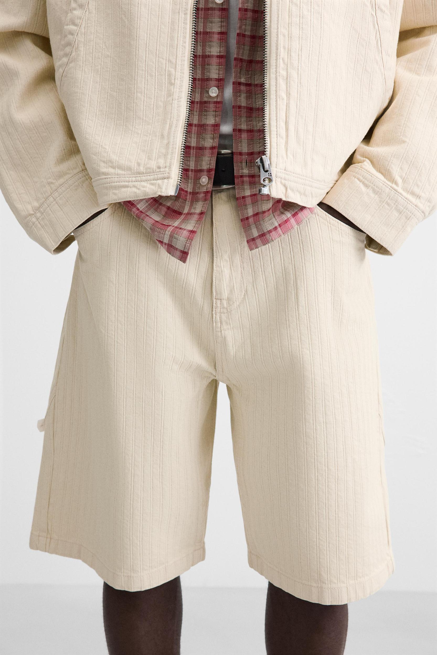 TEXTURED STRIPED SHORTS Product Image