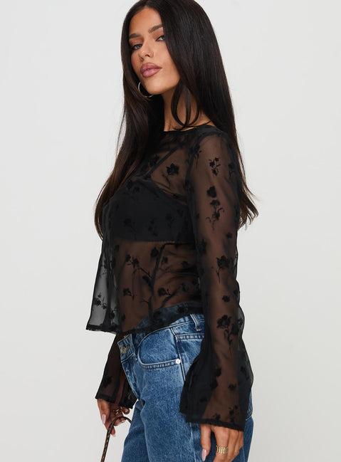 Broken Clocks Long Sleeve Top Black Product Image