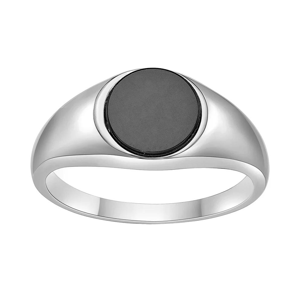 Gemminded Sterling Silver Black Onyx Signet Ring, Women's, Size: 9 Product Image