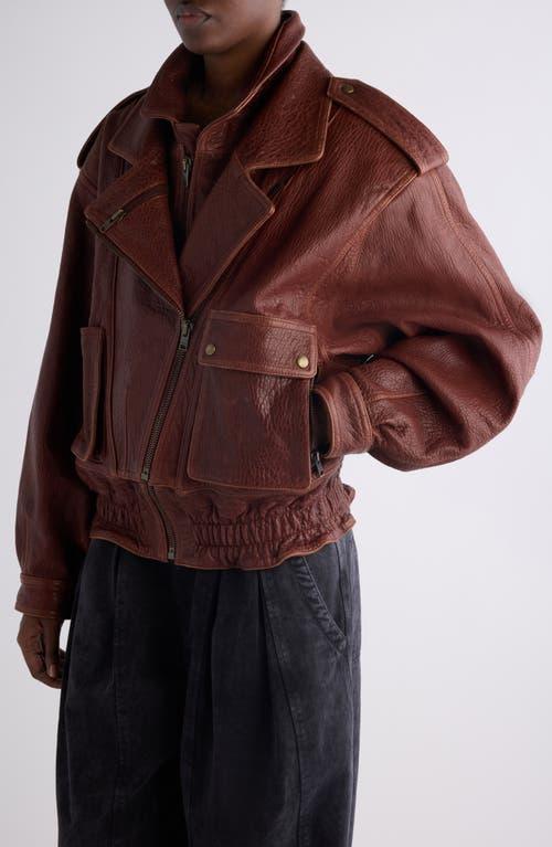 ISABEL MARANT Aneli Double-collar Leather Bomber Jacket In Brown Product Image