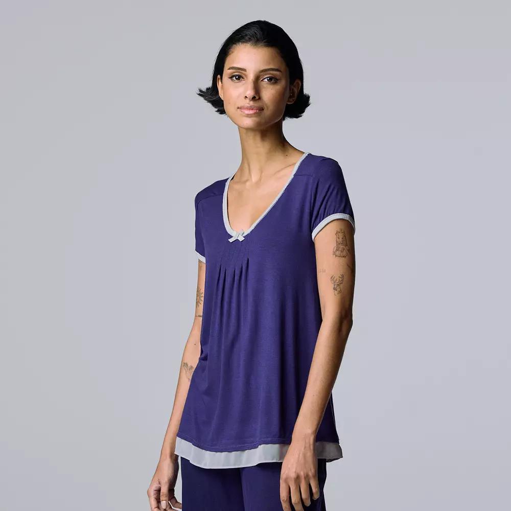 Women's Simply Vera Vera Wang Basic Luxury Pajama Sleep Top,  Product Image