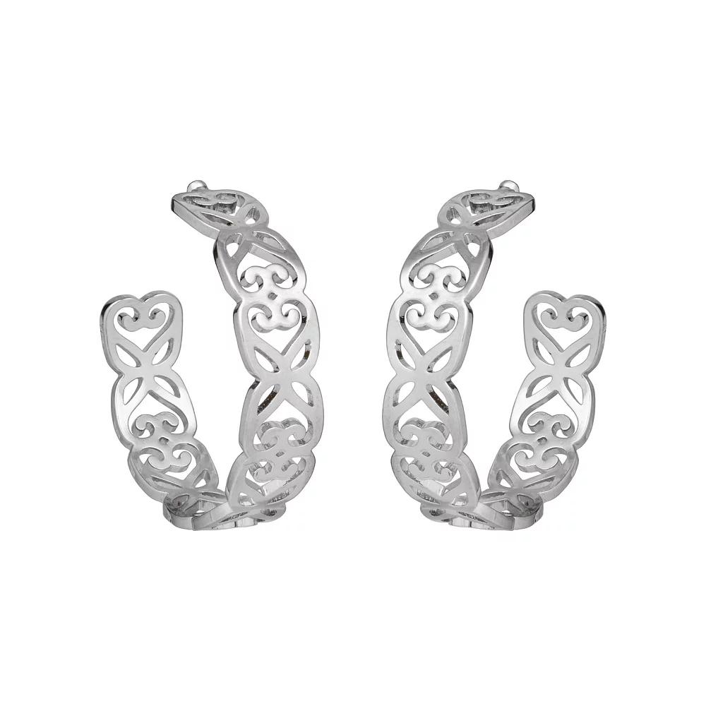 LC Lauren Conrad Silver Tone Filigree Hoop Earrings, Women's, None Product Image