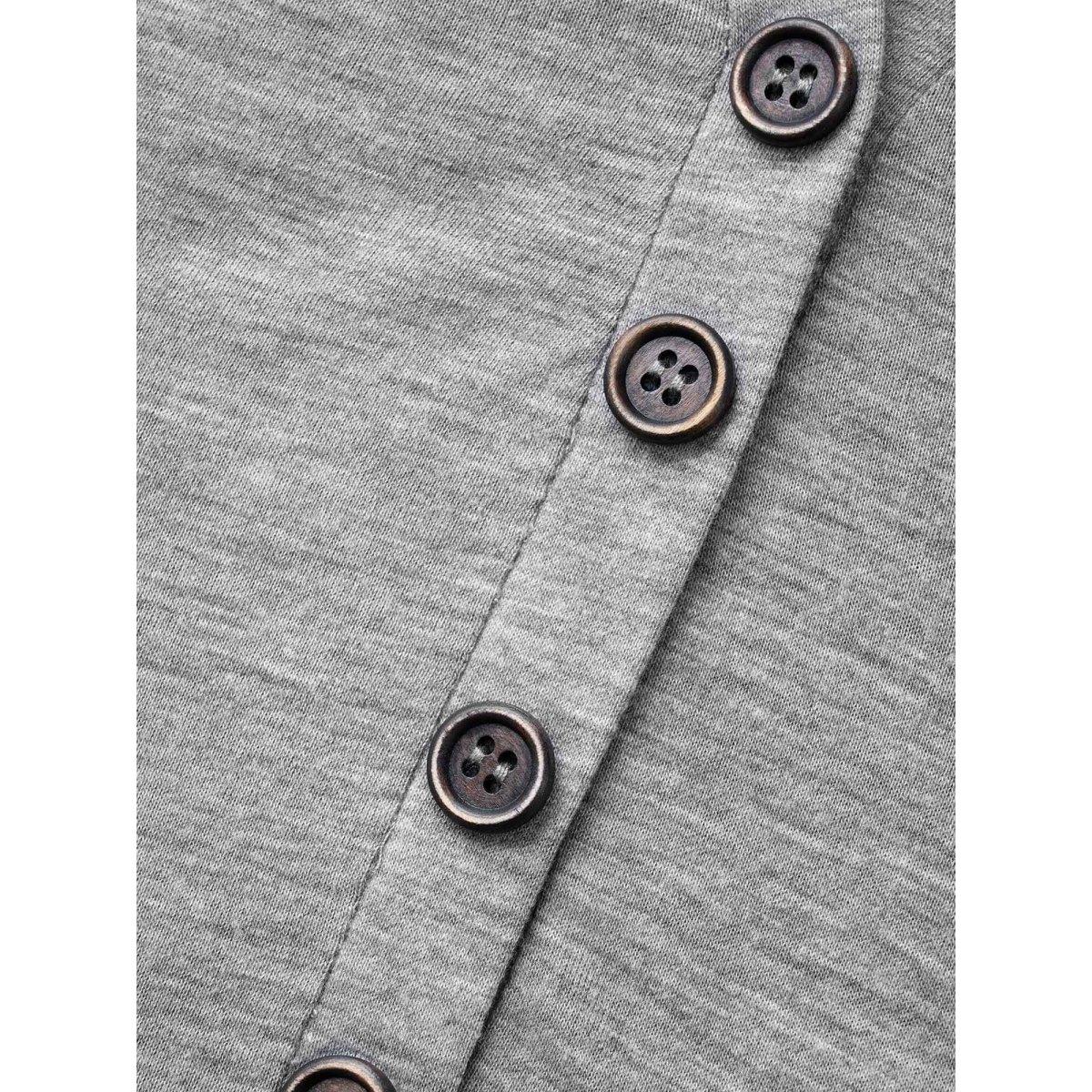 Plus Size Notched Solid Heather Midi Dress Mediumgray Women Casual Button Notched collar Long Sleeve Curvy BloomChic 26/4X Product Image