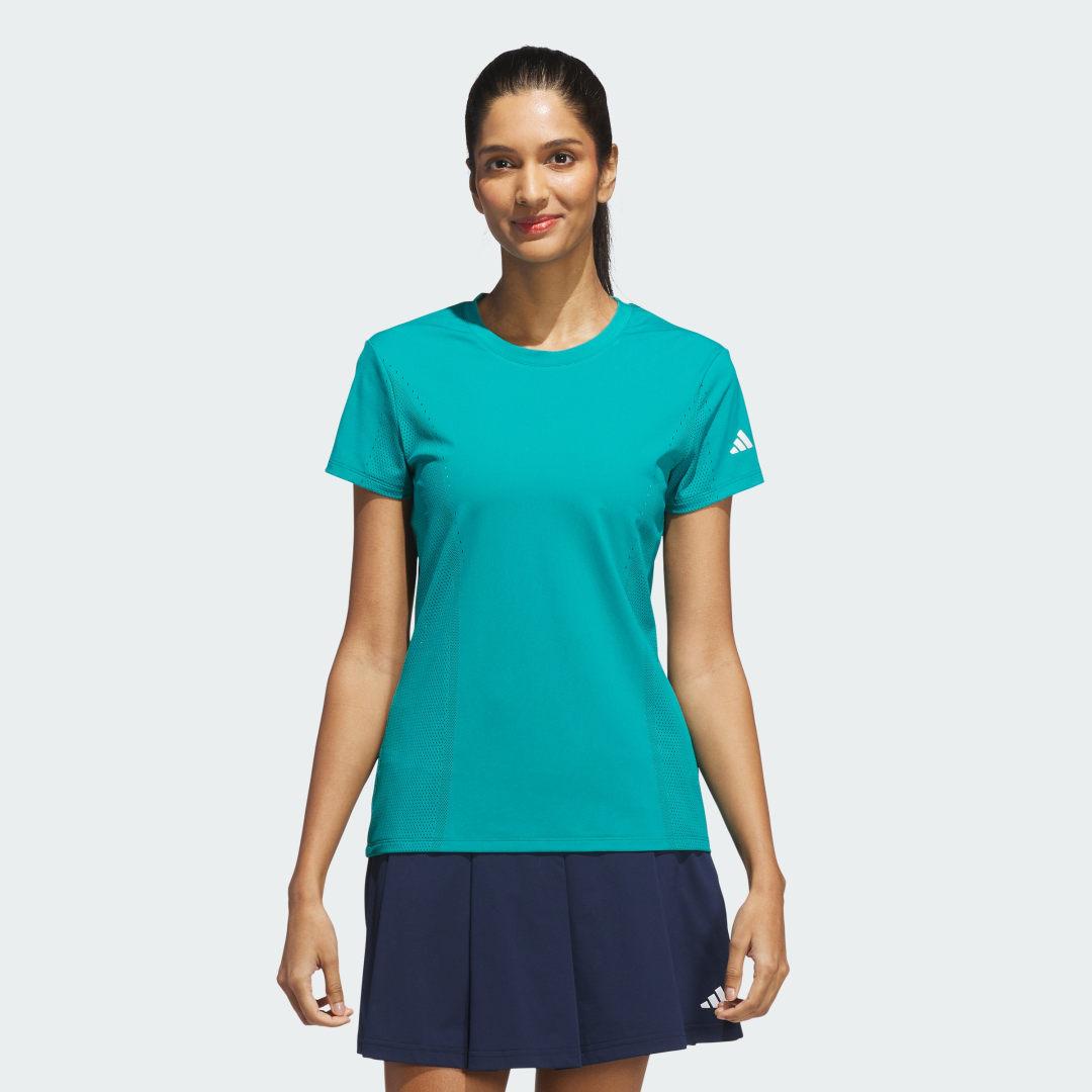 adidas Ultimate365 Tour Engineered Short Sleeve Slim Top Pure Teal XL Womens Product Image