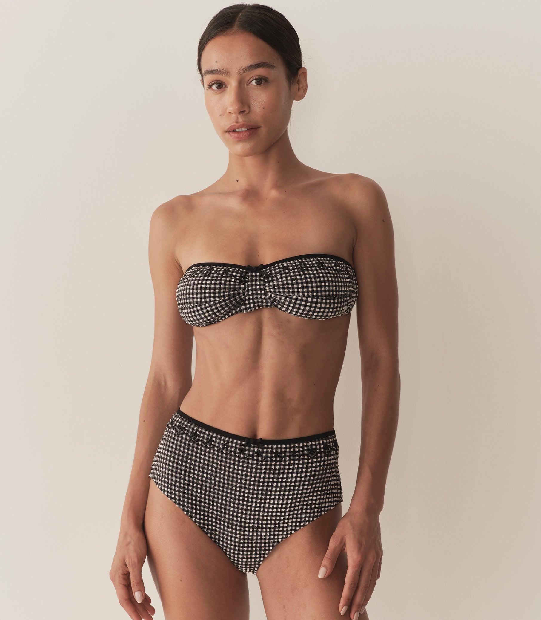 ALEX HIGH WAIST BIKINI BOTTOM -- LA MADDALENA GINGHAM Product Image