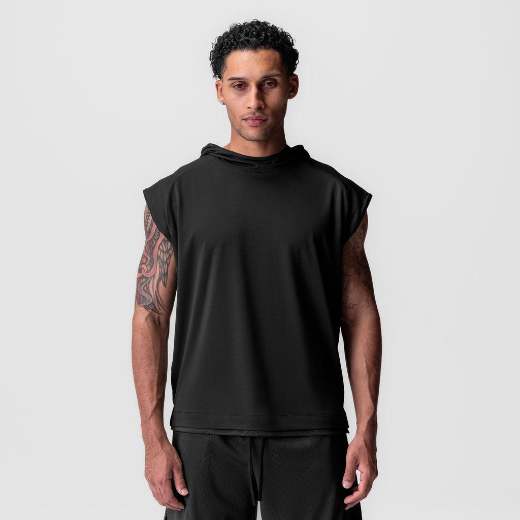 0983. Reversible 2-in-1 Cutoff Hoodie - Black Product Image