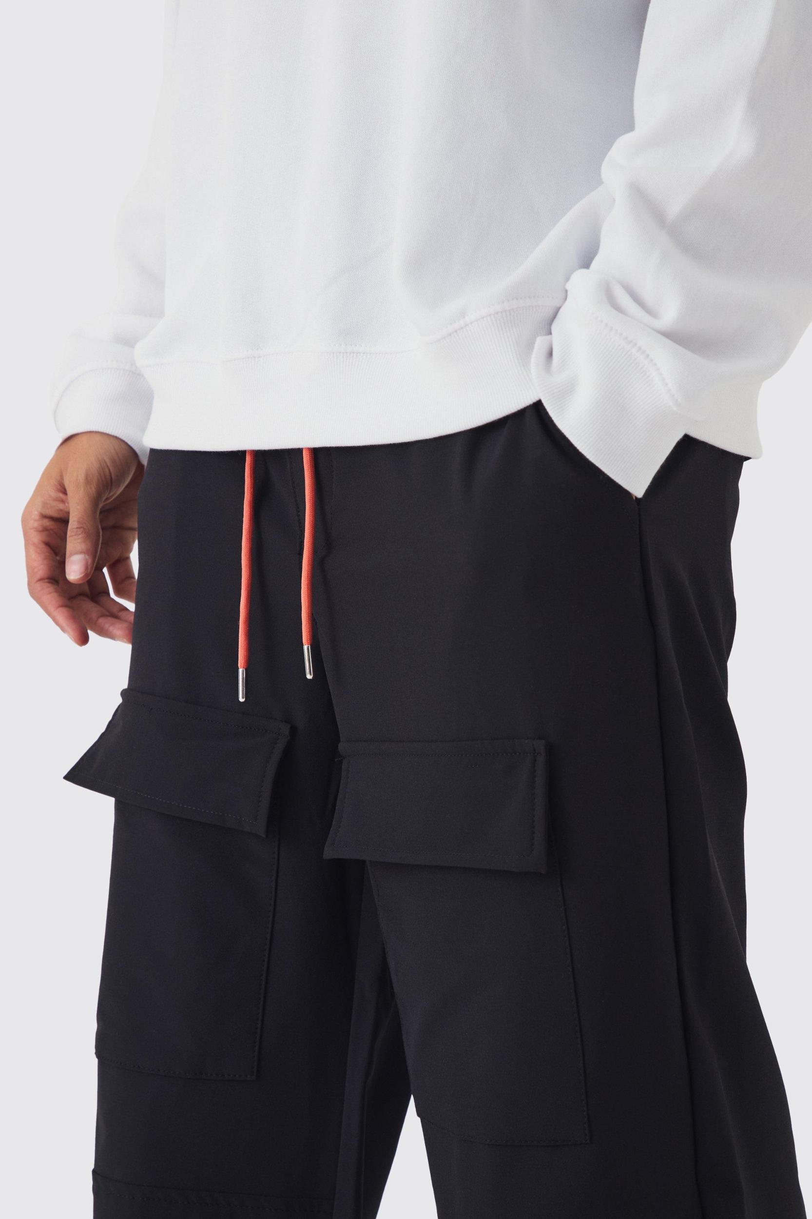 Elasticated Wide Leg Nylon Popper Hem Pants | boohooMAN USA Product Image