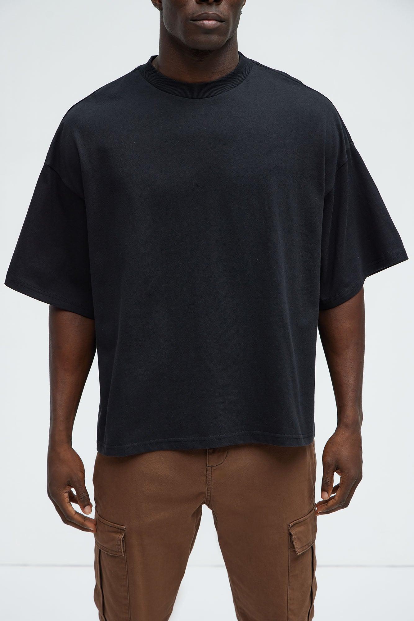 Boxy Cropped Heavyweight Short Sleeve Tee - Black Product Image