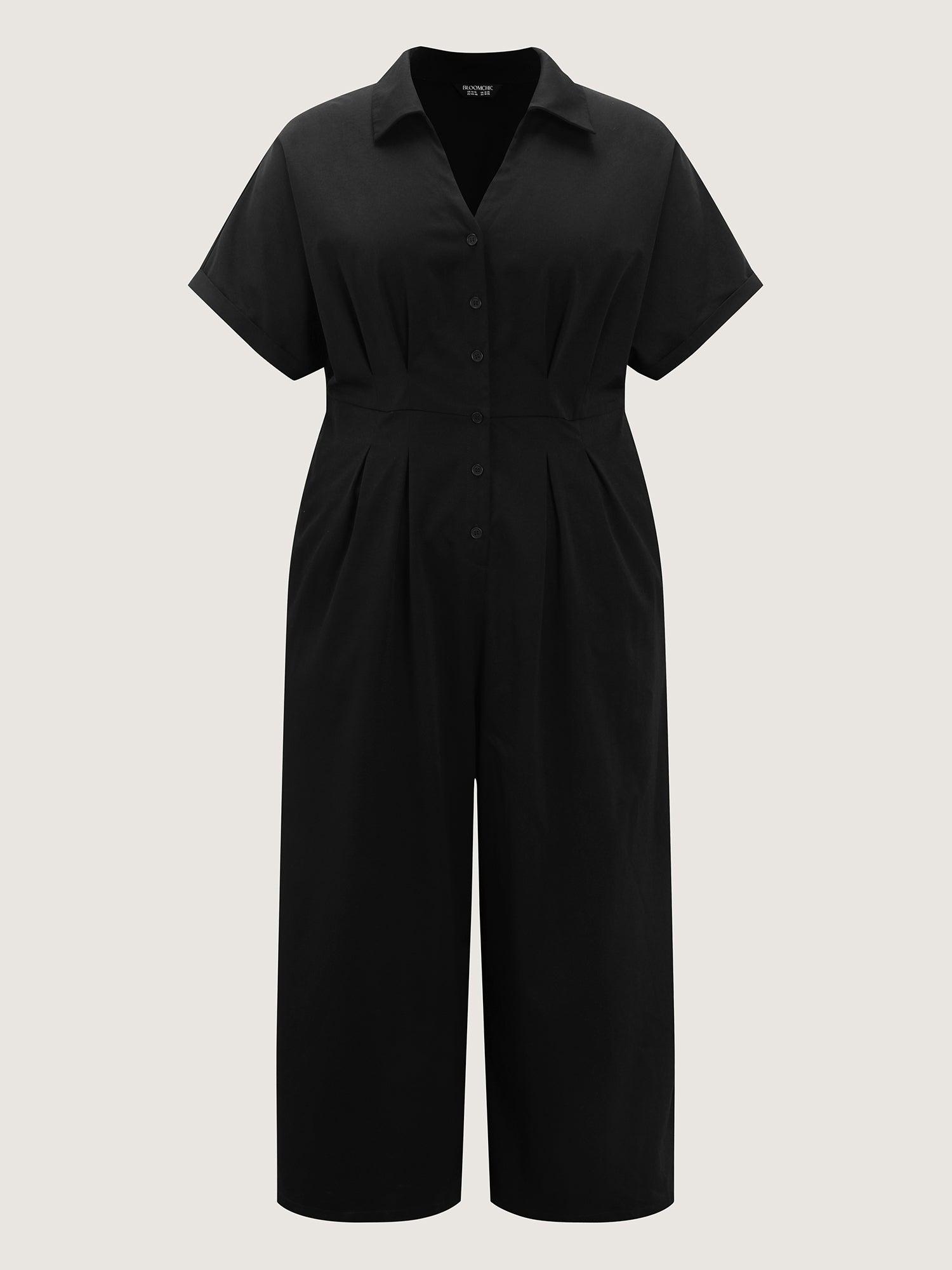 Pleated Waistband Button Detail Pocket Jumpsuit Female Product Image